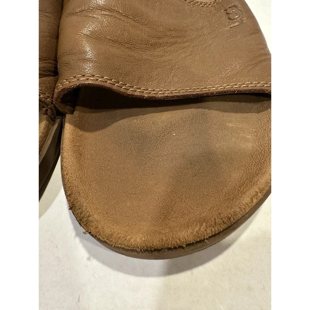 Ugg Slide Upper Leather Seaside Sandals Brown Men's Size 9